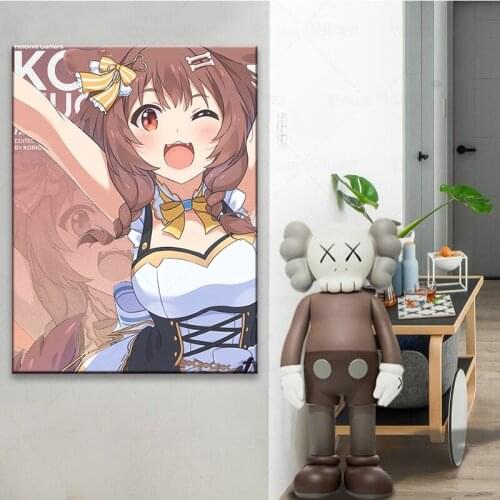 Inugami Korone Anime Decoration Home Decor Canvas Painting Living Room Wall Art Pictures Posters Manga Prints