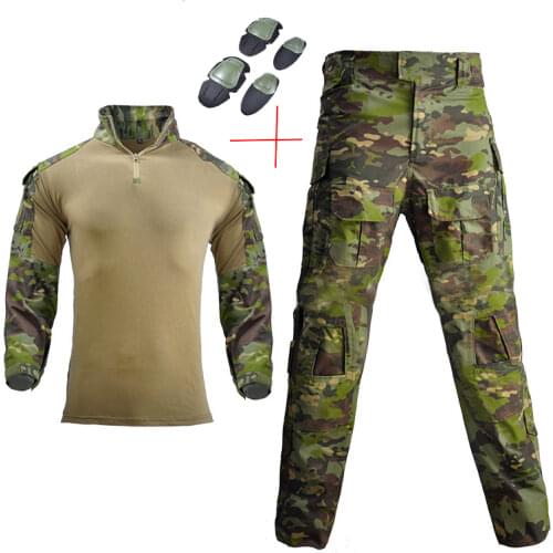 Army Military Uniform Camouflage Tactical Combat Suit Airsoft War Game Clothing Shirt + Pants Elbow Knee Pads