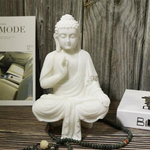 Buddha Statue Ornament White Antique Effect Garden Buddha- Boho Decor Housewarming Gift Birthday Gift Home Decor Meditation Room
