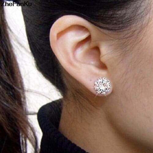 Zircon Sunflower Shaped Ear Studs Fashionable Women Cut Cubic Stud Earrings