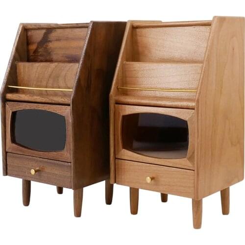 1:6 Wood Doll House Newspaper Cabinet Side Cabinet Furniture Accessories for Miniature Study Room Decor