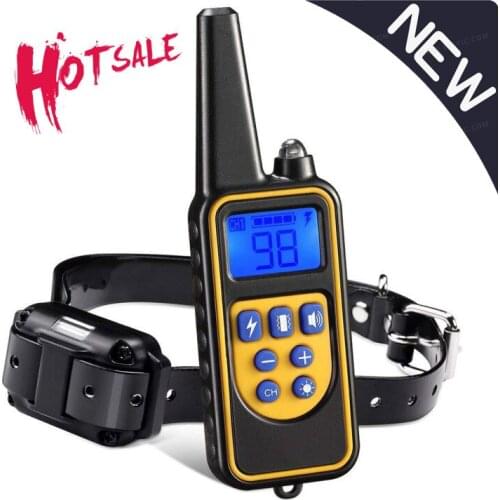 Electric Dog Training Collar 800m Pet Remote Control Waterproof Rechargeable With LCD Display For All Size Bark Stop DOG Collar