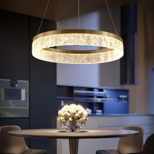FKL Nordic Golden Chandelier Ring Resin Texture Lampshade Light Luxury Modern Villa Duplex Living room Dining room Bedroom Lamp