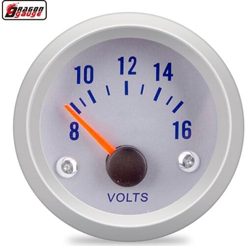 Dragon 52mm 2" Auto Car 12V White Light Racing Modification Volt Gauge 8-16V Voltage Meter Free Shipping