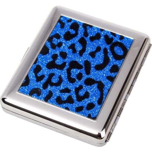 Classic Leopard Design Stainless steel Cigarette Case Box Metal Tobacco Holder Pocket Box 20pcs Smoking Accessories Mixed color