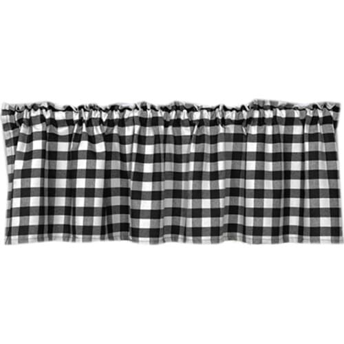 Buffalo Plaid Valances for Kitchen Farmhouse Check Plaid Valances for Window Treatment Decor (Black and White)