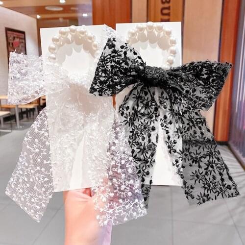 Lace Simulation Pearl Bow Hair Band Ribbon Hairrope Korean Style Girl Elastic Silk Scrunchie Wedding Hair Accessories for Women