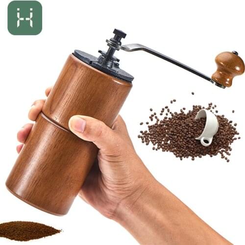 Natural Wooden Coffee Grinder Retro Manual Bean Mill Machine Labor-Saving Freshly Ground Coffee Maker Coffeeware Kitchen Tools