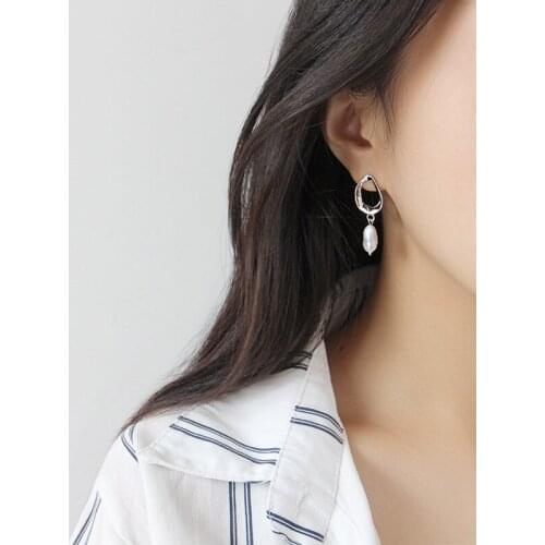 Real 925 sterling silver earings woman natural baroque freshwater pearl earrings fine jewelry gold color drop earrings women