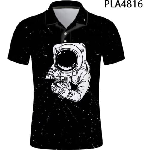 Summer Polo Homme 3D Printed Astronaut Starry Sky Shirts Men Fashion Camisas Streetwear Casual Harajuku Short Sleeve Ropa