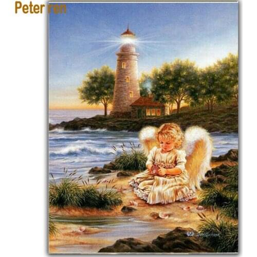 New Diy Diamond Painting Lighthouse Cute Angel Diamond Mosaic Handwork 3D Square Rhinestones Full Cross Stitch Kit Embroidery