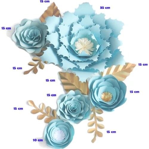 Handmade Cardstock Rose DIY Paper Flowers Leaves Set For Wedding & Event Backdrops Decorations Nursery Wall Deco Video Tutorials