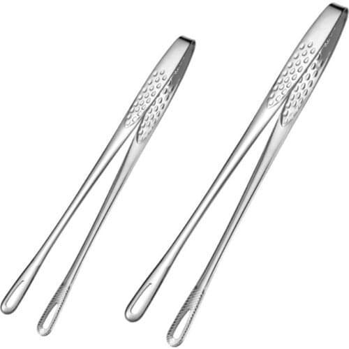 Stainless Steel Barbecue Clamp Tongs Extra Long Tweezer Food Tongs Kitchen Serving Bread Clip Pastry Clamp for Cooking Fish