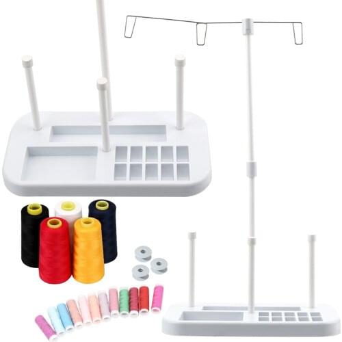 Sewing Machine Spool Kit Sewing Machine Needle Thread Bobbin Sewing Tools 3 Embroidery Thread Spools Holder Stand for Home