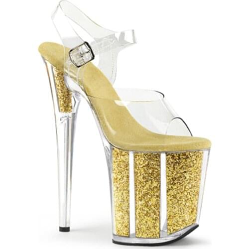 Sexy crystal 20cm super dancing shoes, high-heeled ladies' sandals, 8-inch high-heeled model catwalk, dancing shoes