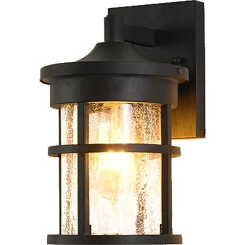 Small barrel shaped outdoor wall light,Aluminum art lighting,Crackle glass shade,Hotel Terrace porch restaurant Decor