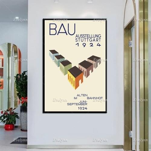 Exhibition Poster Building Exhibition In Stuttgart 1924 By Hermann Misler Modern Home Decor Prints Wall Art Canvas ModularGift