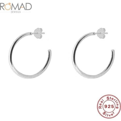 ROMAD Women C-Shaped Exquisite Simple Earrings 100% 925 Sterling Silver Stud Earrings Korean Wedding Jewelry Boucle D’oreille