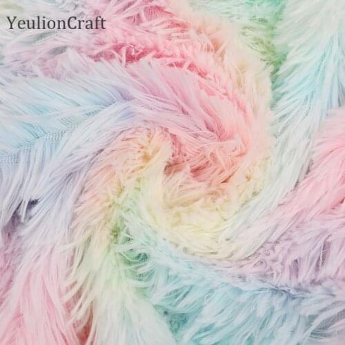 Chzimade 50*150cm Winter Plush Fabric Rainbow Color Patchwork Fabric For DIY Home Textile Clothes Sewing Crafts