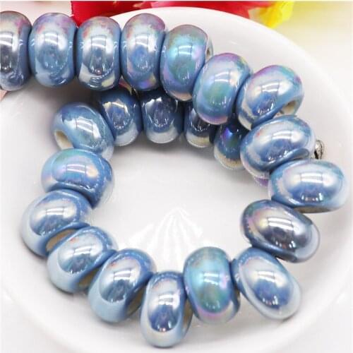 10Pcs Porcelain Murano Lampwork European Glass Crystal Charm Beads Big Hole Spacers Fit Snake Chain DIY Crafts Bracelet Jewelry