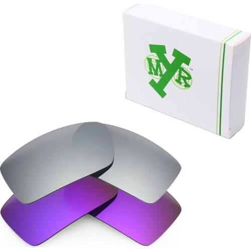2 Pairs Mryok Anti-Scratch POLARIZED Replacement Lenses for Oakley Gascan Sunglasses Silver Titanium & Plasma Purple
