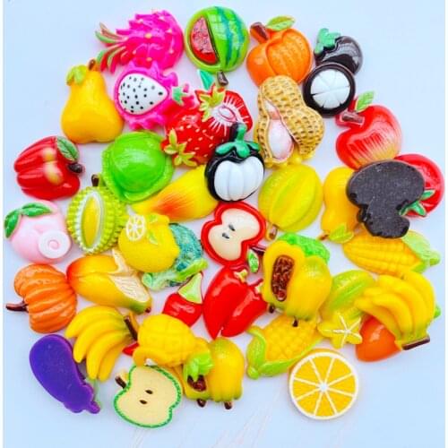 20 Pieces Of New Resin Cute Cartoon Fruit Series Flat Back Scrapbook DIY Embellishment Mobile Phone Shell Accessories 055