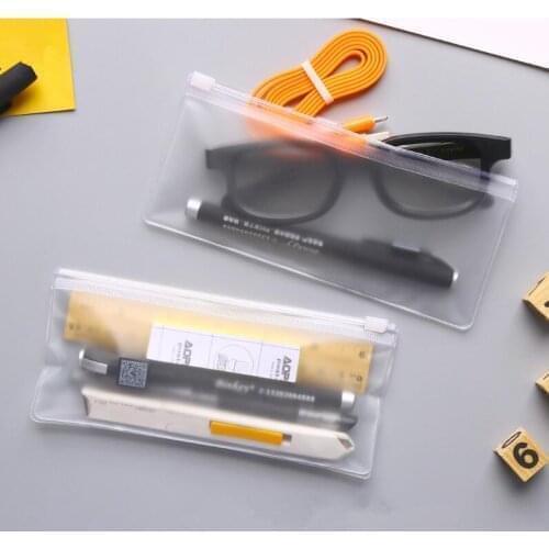 2000pc Simple Transparent Pvc Pencil Case Office Student Pencil Cases Nylon Kalem Kutusu School Supplies Pen Box Astuccio Scuola