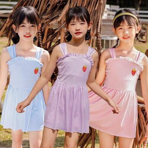 2021 New Fashion Girls' Swimwear 5-9 Years Old Childrens Hot Spring Princess Dress One-piece Swimsuit