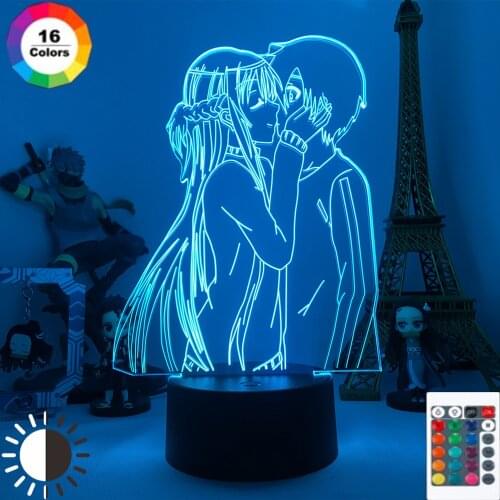 3D Figure Anime Luces Sword Art Online Manga Kirito and Asuna Setup Lamp Room Decor Teenager Decoration Figurine Luz Kids Gift