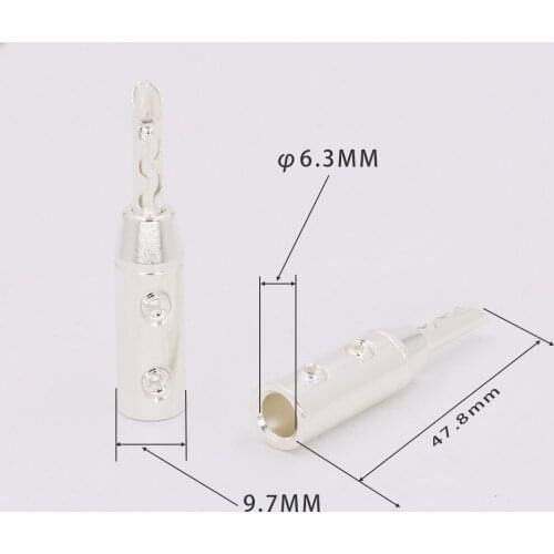 4Pcs Silver plated Banana Connector Silver plated BFA Connectors plugs BFA plug