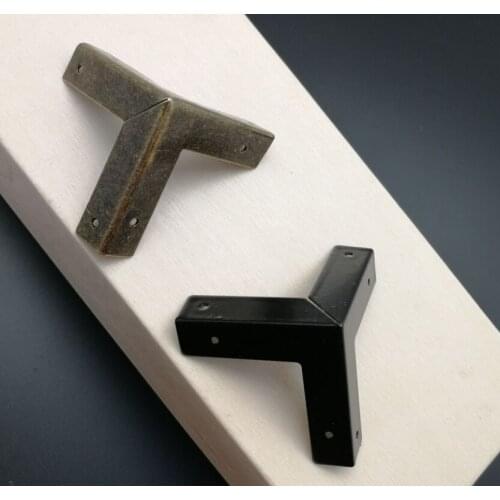 4PCS Rectangle Wrapped Corner Chinese Furniture Painted Three-sided Camphor Wood Box Corner Corner Code