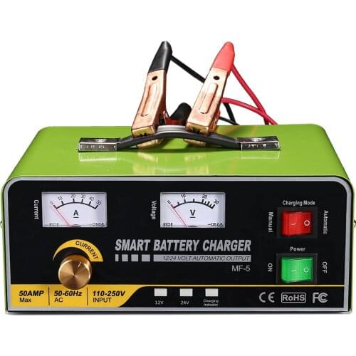 Monfara Car Battery Charger 12V 50A 24V 30A Smart Automatic Maintainer Trickle for Truck Boat Marine