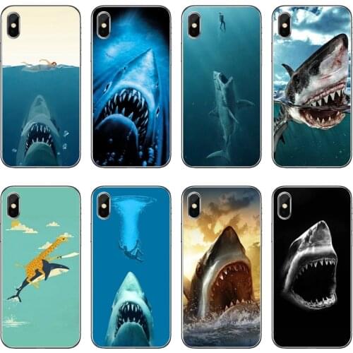 Cute white shark fish Phone Case For Samsung Galaxy A71 A70 A60 A51 A50 A41 A40 A31 A30 A20E A21S A12 A10 A7 A5 A3