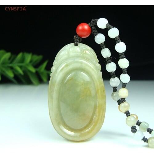 CYNSFJA Real Rare Certified Natural A Grade Burmese Jadeite Amulets Jade Pendant Ice Green High Quality Hand Carved Best Gifts