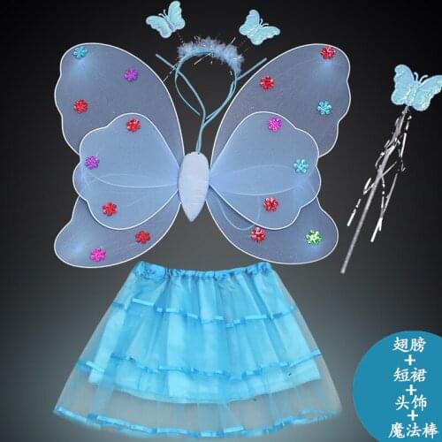Halloween Childrens Wings Stage Costume Accessories Princess Dance Performance Angel butterfly Wings Four pcs Set