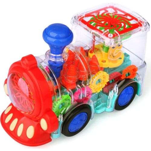 Electric Transparent Gear Train Universal Walking Colorful Lights Musical Toys Childrens Gift