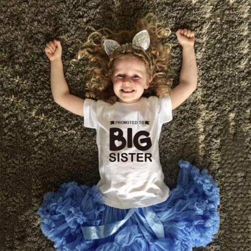 Girls tshirt PROMOTED TO BIG SISTER letter print summer T-shirt for Short sleeve kid Casual Clothing t-shirts kawaii tee tops