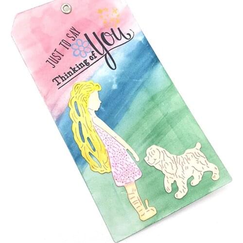 Julyarts Girl Dog Cutting Dies 2021 Stencil For DIY Scrapbooking Embossing Photo Album Paper Cards Decorative Crafts Template