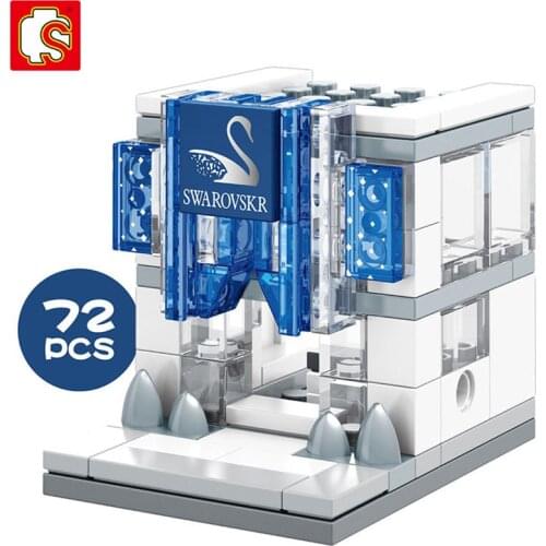 BZDA City Mini Street View Building Blocks Florist Medical Supply Store Trendy Bar SPA Beauty Shop Sembo Bricks Child Toys Gift