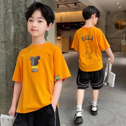 Summer Baby Boys Cartoon Bear T-Shirts Tees Kids Fashion Clothes Boy Cotton T-Shirt Teenage Tops Boutique Outfits Costumes 6-17Y