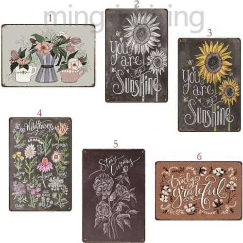 Retro Metal Art Poster Inspirational Wall Art Poster Plaque Bar Pub Home Flowers Wall Decor 20*30 cm