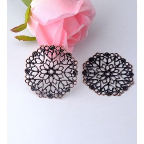 MIAOCHI Retail 5 Copper Tone Filigree Flower Wraps Connectors Metal Crafts Decoration DIY Findings Connectors 50mm F0395