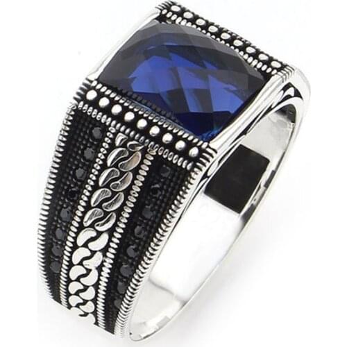 MİKRO SİLVER FACET SAFİR ROCKY MALE RING