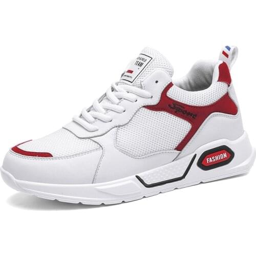 Heightening Shoes LeatherShoes For Men Casual Height Increase 6CM White Shoes Black Sneakers