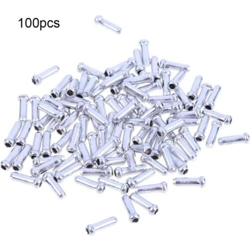 100PCS/Set Aluminum Alloy MTB Bike Bicycle Brake Cable Tips Bicycle Brake Shifter Inner Cable Tips Wire End Cap Crimps Sliver