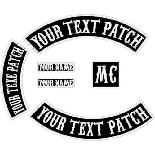 450MM wide Custom Rocker Iron/Sew on Embroidered Patches of 6PCS Motorcycle Biker Patches for Jacket Clothing