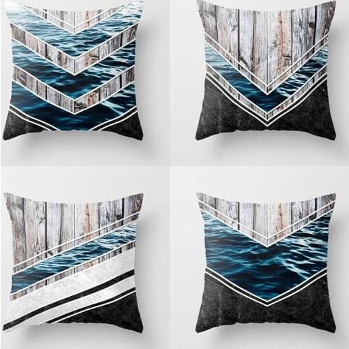 Abstract Throw Pillow Case Wooden Wave Sea Cushion Covers for Home Sofa Chair Decorative Pillowcases