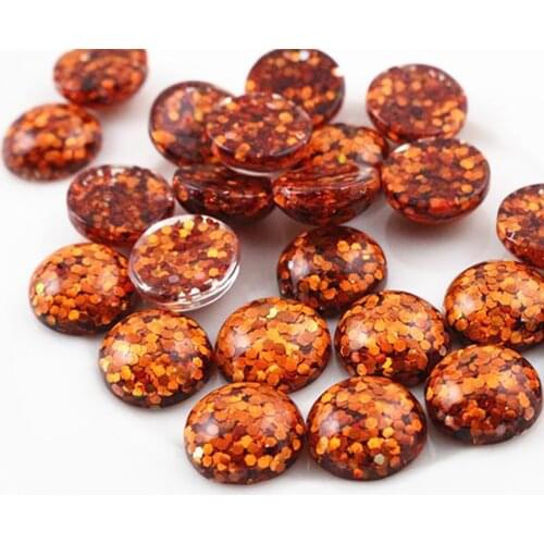 New Fashion 40pcs 12mm Orange Color Flat Back Resin Cabochons Cameo G5-05