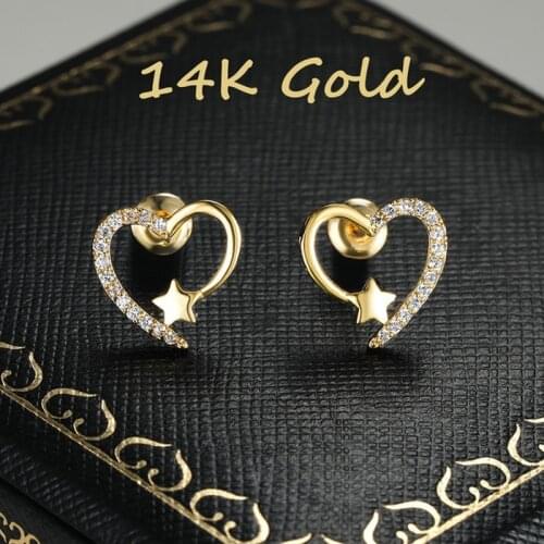 New Fashion Gold Heart Shaped Womens Earrings Star Diamond Earrings Womens Wedding Engagement Bridal Jewelry Gifts