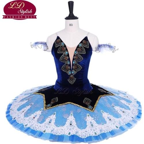 New Arrival Blue Professional Ballet Tutu Costumes Pancake Performance Ballet Apperal Women Dancewear Girls Ballet Dress